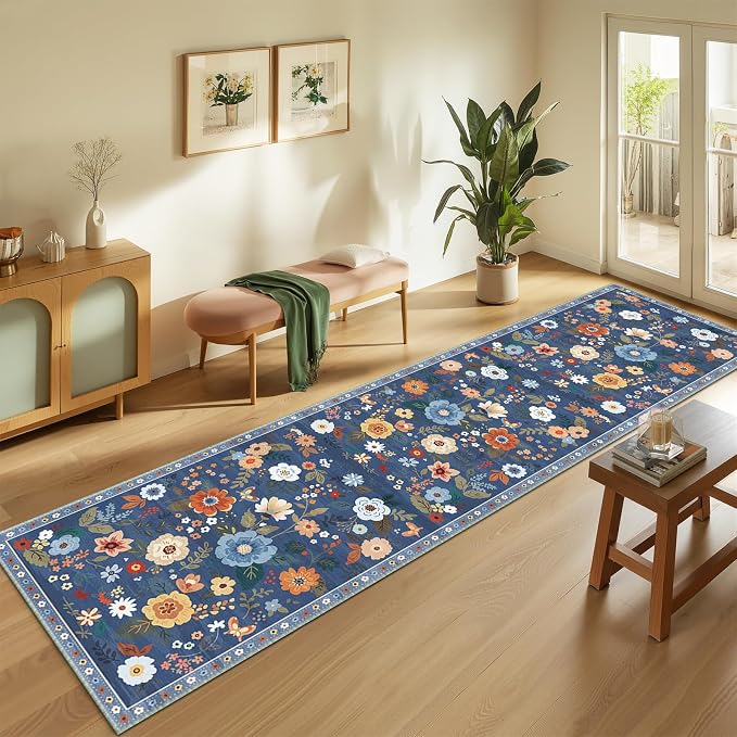 RELEANY Floral 2x10 Area Rugs Washable Print Boho Cute Carpet Non Slip Flower - Image 2