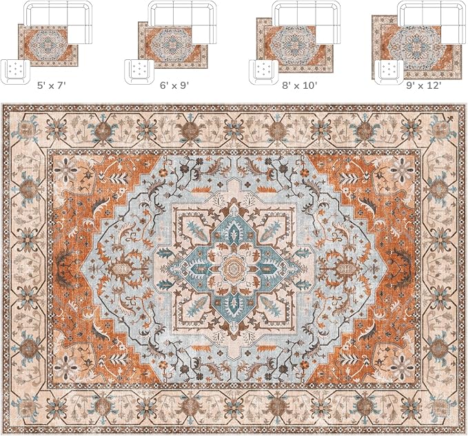 Lessymo 5x7 Area Rugs- Machine Washable Area Rugs, Super Soft Faux-Wool Area Rug - Image 9