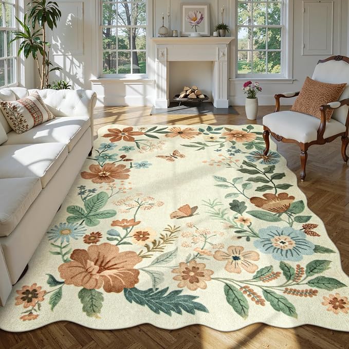Lahome Floral Washable 6x9 Area Rugs, Soft Bedroom Rug by Lahome