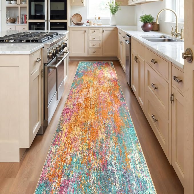 RELEANY Washable Area Rugs 2'x8' Non-Slip Modern Abstract Soft - Image 2