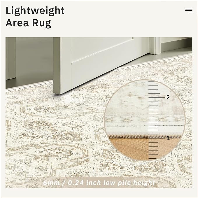 Soalmost 7x9 Area Rug for Living Room Washable Abstract Vintage Soft Thin - Image 7