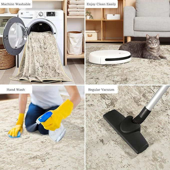 Toneed Abstract Area Rug 7x10 Modern Washable Rug Soft Non Slip Rug Low Pile - Image 6