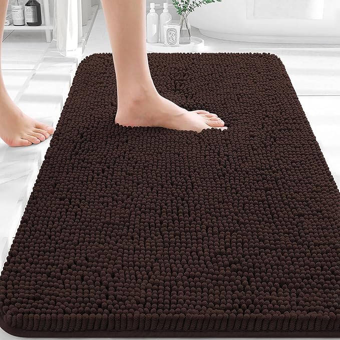 OLANLY Bathroom Rugs 36x24, Extra Soft Absorbent Chenille Bath Rugs, Rubber by OLANLY