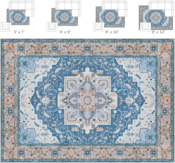 Lessymo 8 x 10 Area Rugs for Living Room- Machine Washable Area Rugs Boho Faux - Image 2
