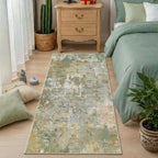 Green Rug Runners for Hallways Kitchen 2.6x8 Non Slip Washable Entryway Runner - Image 3