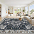 Area Rug 9x12 Washable Rug, Vintage Boho Medallion Rugs Non-Slip Soft Low Pile by VECARF
