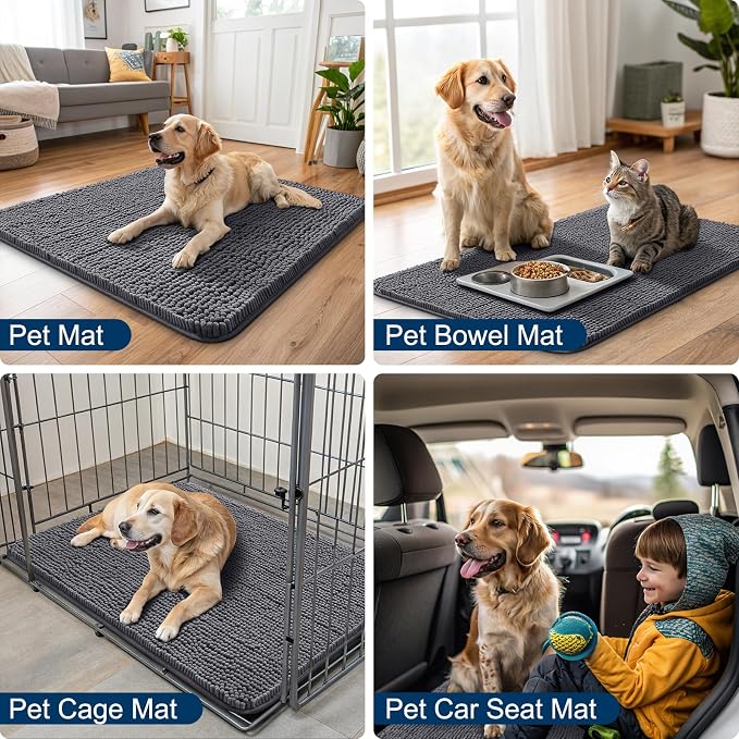 Smiry Dog Door Mat for Muddy Paws 70x32, Absorbent Dirt Trapper, Non-Slip - Image 6