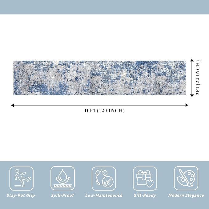2x10 ft Washable Hallway Runner Rug – Non-Slip Stain-Resistant Low-Pile Long - Image 2