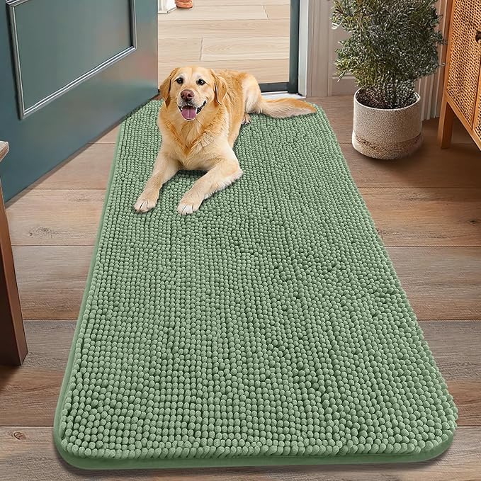 Smiry Dog Door Mat for Muddy Paws 48x30, Absorbent Dirt Trapper, Non-Slip by Smiry