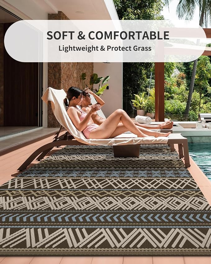 MontVoo Outdoor Rug Carpet Waterproof-Patio Rug Mat 6x9 Reversible RV Outdoor - Image 8
