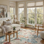 DCX Beige Floral Rug 4x6, Washable Beige Rug - Image 4