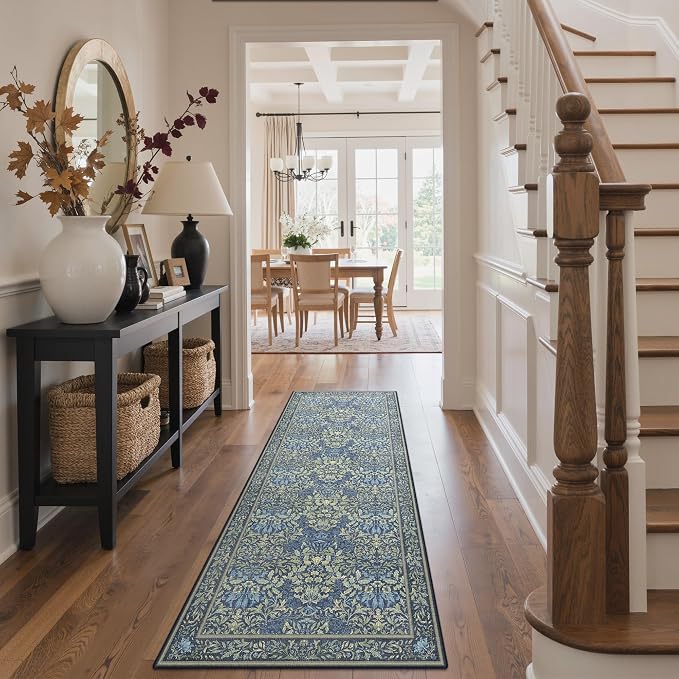 GENIMO Floral Washable Runner Rug 2’6” x 8’, Non-Slip Long Hallway Carpet - Image 2