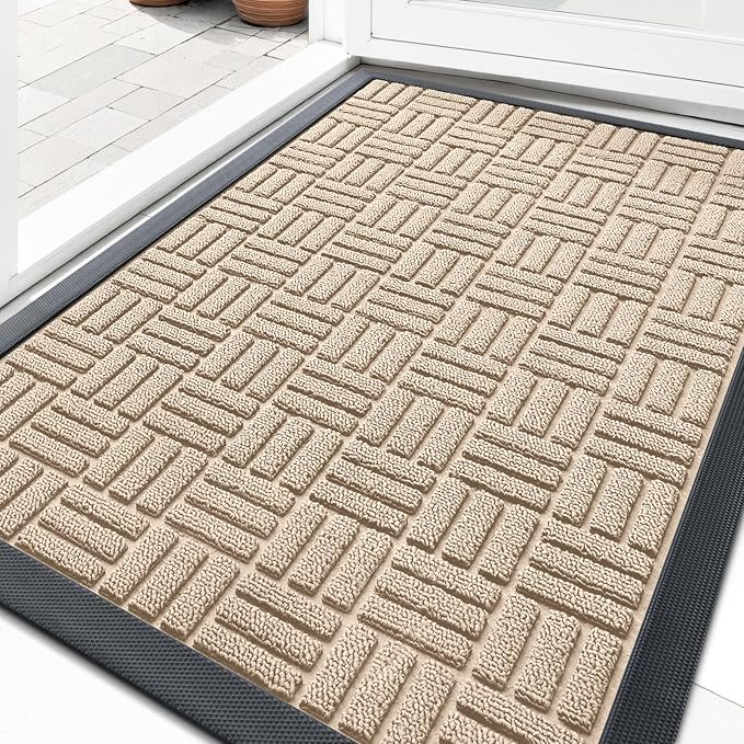 OLANLY Front Door Mat Outside Entrance 33x21, Heavy Duty Sturdy Natural Rubber by OLANLY