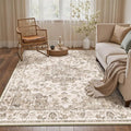 4x6 Washable Neutral Area Rug Brown Vintage Entryway Office Carpet Non-Slip by WondRg