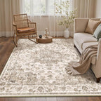 4x6 Washable Neutral Area Rug Brown Vintage Entryway Office Carpet Non-Slip by WondRg