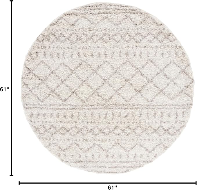 SAFAVIEH Arizona Shag Collection 5'1" Round Ivory/Beige ASG741A Moroccan - Image 2