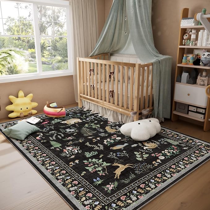 Washable Area Rugs for Living Room: 5x7 Bedroom Rug Vintage Rugs Stain - Image 6