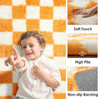 KICMOR Soft Fluffy 5x8 Orange and Cream White Rugs Living Room Carpets - Image 2