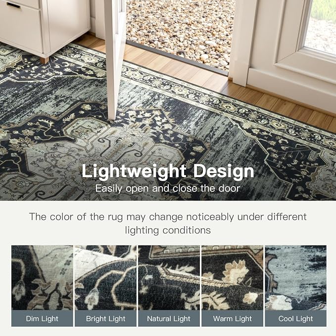 Lofus 5x7 Washable Rugs Non-Slip, Vintage Floral Area Rug - Image 8