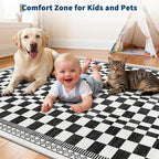 GarveeHome 8x10 Washable Rug Bedroom Rug Mdoern Checkered Non-Slip Throw - Image 6