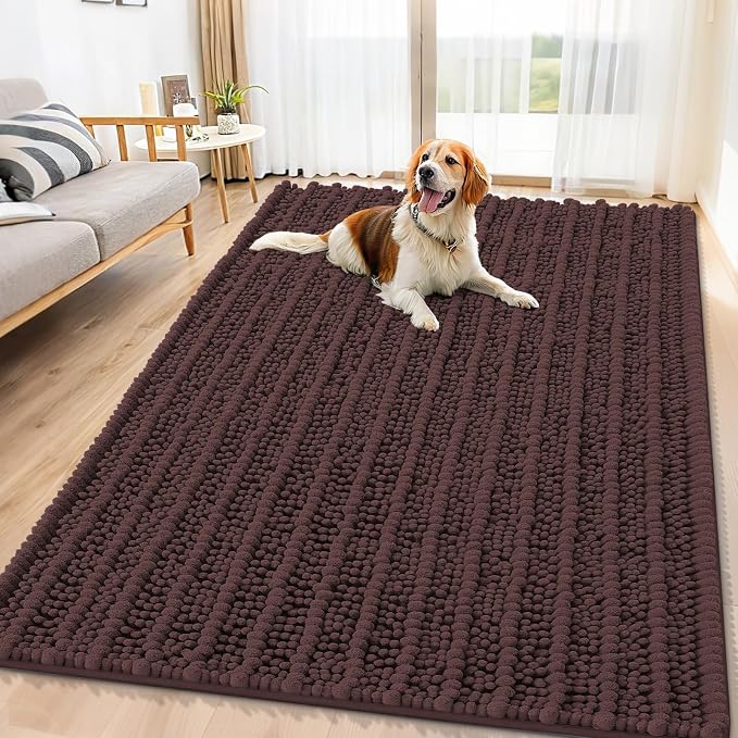 Smiry Dog Door Mat for Muddy Paws 71x46, Absorbent Dirt Trapper, Non-Slip by Smiry