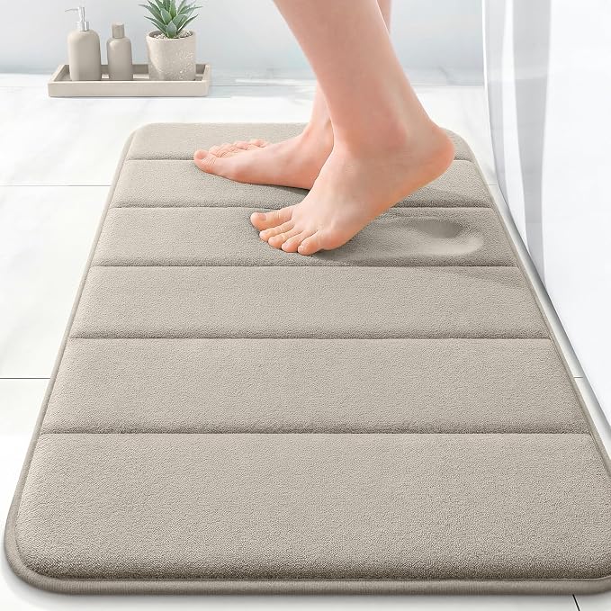 OLANLY Memory Foam Bath Mat 24x16, Super Soft Absorbent Bathroom Rugs, Quick Dry by OLANLY
