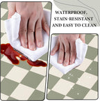 Beige Sage Checkered Grid Checkerboard Kitchen Rug Sets, Anti-Fatigue, - Image 5