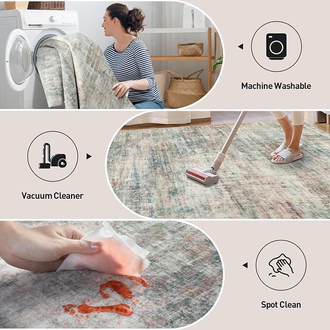 10x14 Area Rugs Washable Rug: Modern Abstract Living Room Rug Soft Anti-Skid - Image 5