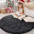 OLANLY Black Round Rugs for Bedroom by OLANLY
