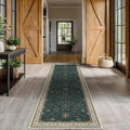 Dark Green 3x8 Wide Hallway Runner Rug by HazoHaus