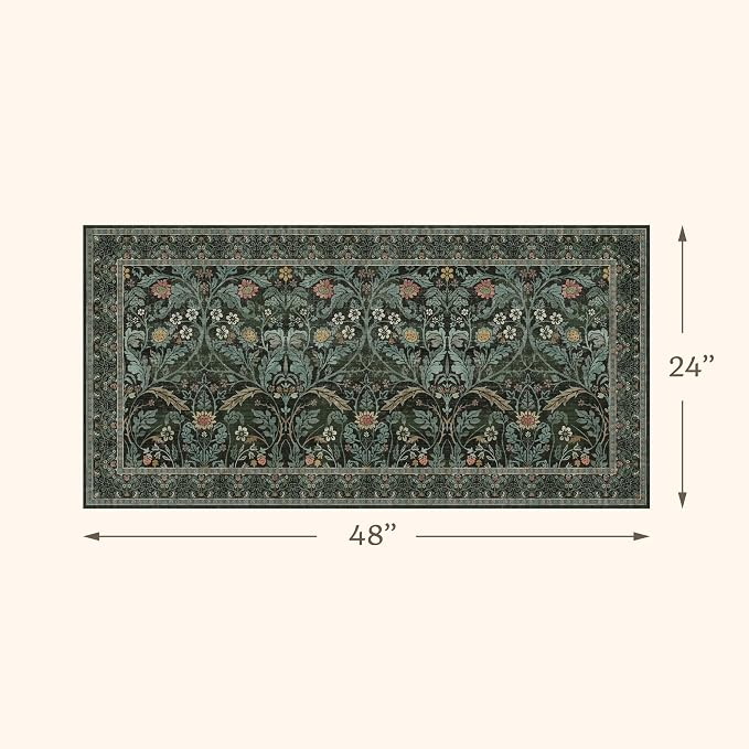 Floral Rug for Entryway Indoor 2x4, Small Soft Washable Carpet for Bedroom - Image 2