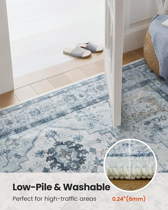 AMADA HOMEFURNISHING 8x10 Area Rug, Washable Low-Profile Large Area Rug - Image 8