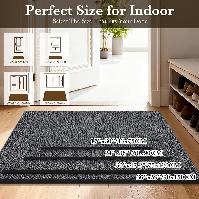 Indoor Door Mat 36"x59" Large, Low-Profile Welcome Front Door Mat Indoor - Image 2