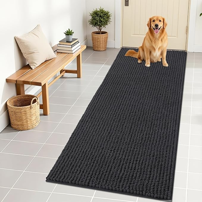 OLANLY Dog Door Mat for Muddy Paws 70x24, Ultra Absorbent Chenille Mud Doormat by OLANLY