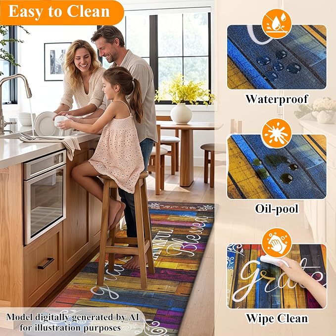 HEBE Anti Fatigue Kitchen Rugs Set of 2, Non Slip Cushioned Kitchen Mats - Image 6