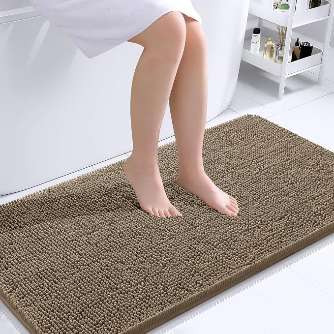 OLANLY Large Bathroom Rugs 40x24, Extra Soft Absorbent Chenille Bath Rugs by OLANLY