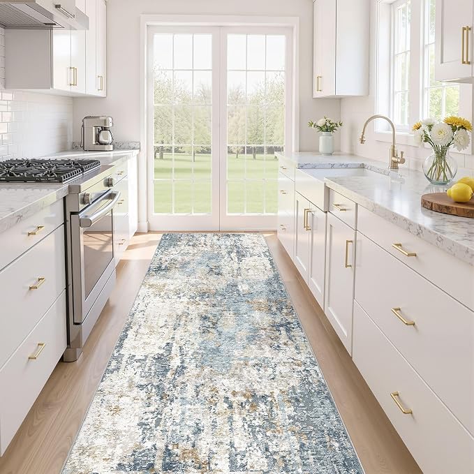 Runner Rug Non Slip Rugs: 3x8 Hallway Kitchen Washable Abstract Soft Modern by LOONGRUG