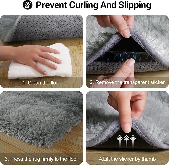 qulint Small Rugs for Bedroom, Fluffy 2x3 Area Rug for Besides Soft Shag Fuzzy - Image 3