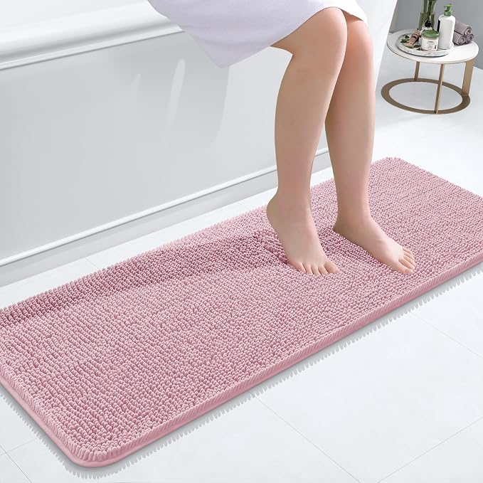 OLANLY Bathroom Runner Rugs 47x17, Soft Absorbent Chenille Bath Rugs, Rubber by OLANLY
