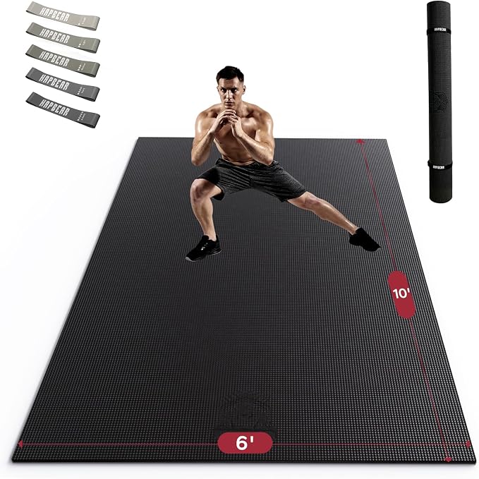 HAPBEAR Large Exercise Mat-7'x5'/6'x8'/6'x9'/6'x10'/6'x12'x8mm, Ultra Durable by HAPBEARFitness