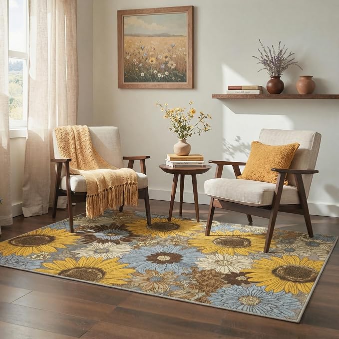 GENIMO Indoor Outdoor Area Rug 5'x7', Machine Washable Rugs - Image 3