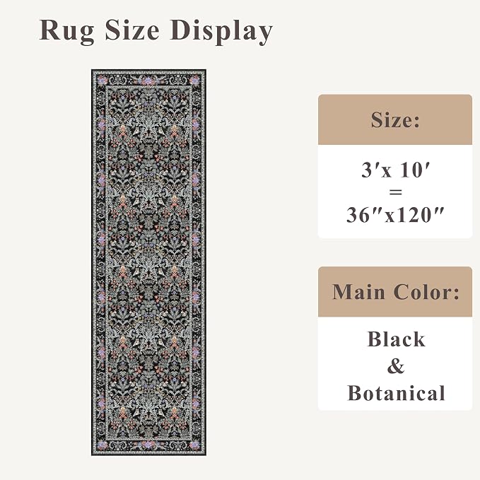 3x10 Botanical Hallway Runner Rug - Image 2