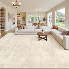 10x12 Area Rug for Living Room: Vintage Boho Neutral Washable Rug Indoor Soft by Luxturiy
