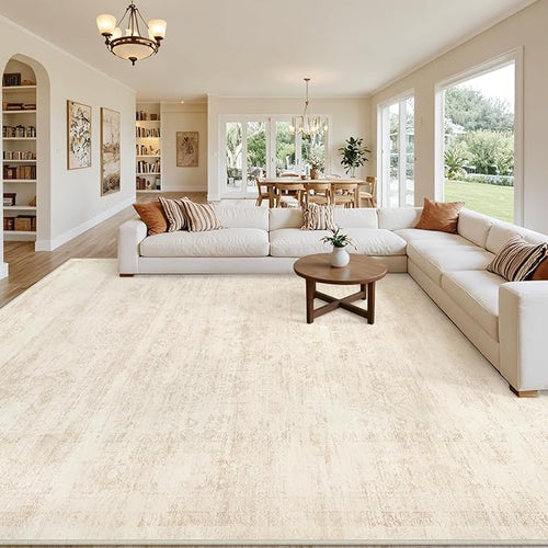 10x12 Area Rug for Living Room: Vintage Boho Neutral Washable Rug Indoor Soft by Luxturiy