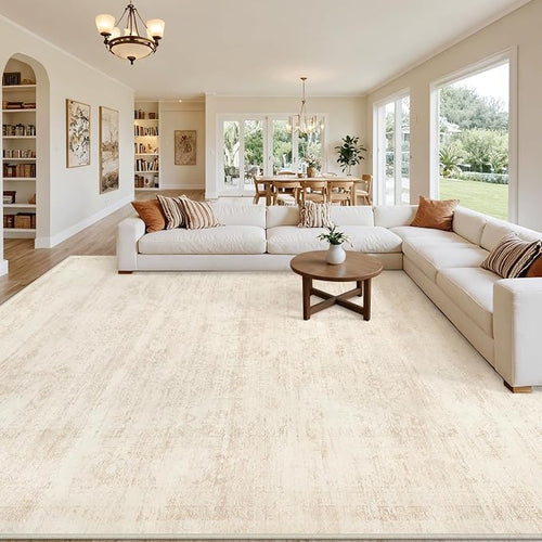 10x14 Area Rug for Living Room: Vintage Boho Neutral Washable Rug Indoor Soft by Luxturiy