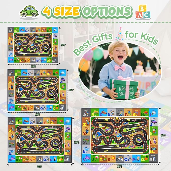 Race Track Rugs for Kids, Car Track Play Mat - Image 5