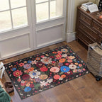 Espresso Floral Rug for Entryway, 2x3 Washable Kitchen Mat Ultra-Thin Soft - Image 5
