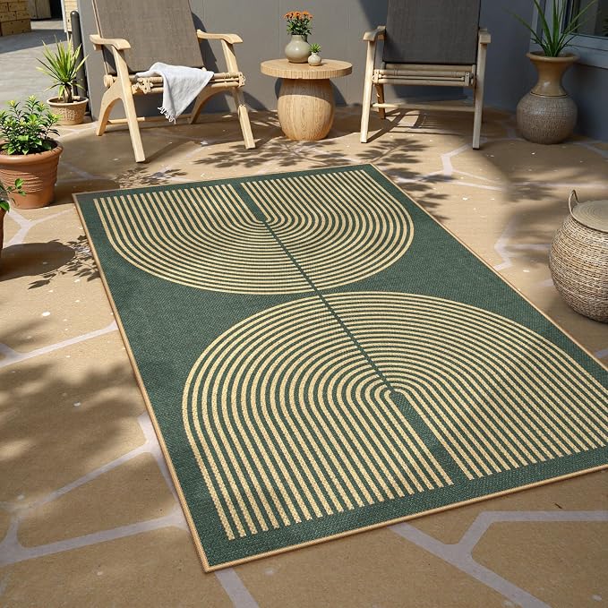 Lahome Enfys Modern Rainbow Easy Jute Entry Rug, 3x5 Washable Outdoor Patio - Image 6