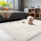 OLANLY 4x4 Machine Washable Accent Rug, Soft Fluffy Shaggy Area Rug by OLANLY
