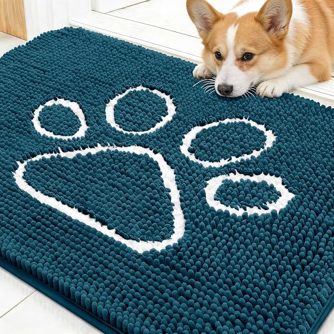 OLANLY Dog Door Mat for Muddy Paws 30x20, Paw Print Design, Absorbs Moisture by OLANLY
